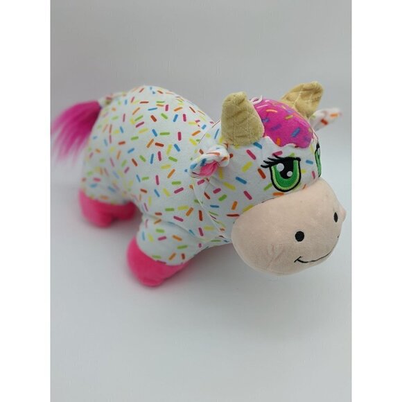 Peek a Boo Toys Plush Cow White Pink Sprinkles Toy 15" pink yellow green - Picture 4 of 9